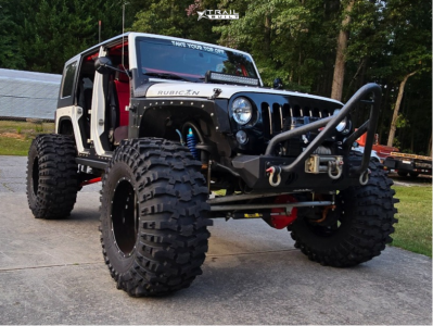 1 2007 Wrangler Jeep Unlimited Rubicon Custom Long Arm 3 Link Fr W King Coilovers Suspension Lift 65in American Offroad Renegade Black Machined