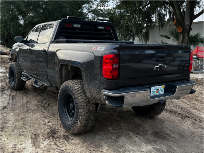 1 2014 Silverado 1500 Chevrolet Ltz Mcgaughys Suspension Lift 8in Rough Country Steel Wheel Gloss Black