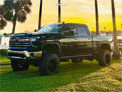 1 2024 Silverado 3500 Hd Chevrolet Ltz Rough Country Suspension Lift 7in Hardrock Affliction H700 Black