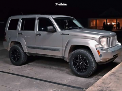 1 2009 Liberty Jeep Limited Rough Country Leveling Kit Rough Country 92 Series Gloss Black