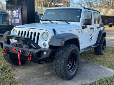 1 2017 Wrangler Jeep Unlimited Sport Mammoth Leveling Kit Rough Country Steel Wheel Gloss Black