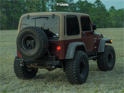 1 2002 Tj Jeep Sport Rough Country Suspension Lift 4in Rough Country Steel Wheel Gloss Black