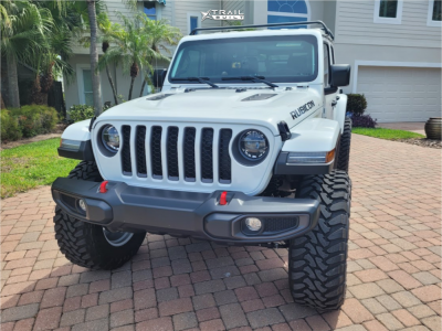 1 2024 Gladiator Jeep Rubicon Rough Country Suspension Lift 4in Black Rhino Axle Gloss White