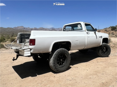 1 1984 K10 Chevrolet Custom Rough Country Suspension Lift 4in Moto Metal M0970 Black Milled