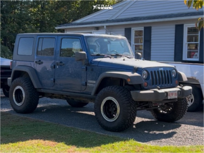 1 2010 Wrangler Jeep Unlimited Sport Rough Country Suspension Lift 35in Kmc Km235 Black