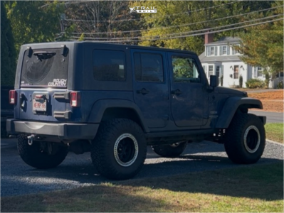 1 2010 Wrangler Jeep Unlimited Sport Rough Country Suspension Lift 35in Kmc Km235 Black