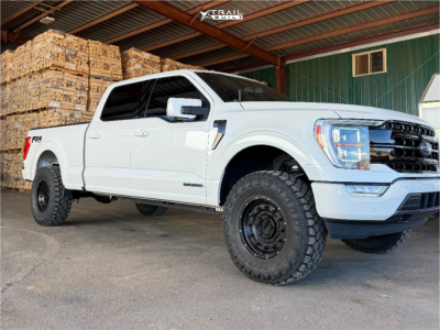 1 2022 F 150 Ford Lariat Readylift Suspension Lift 35in American Outlaw Dusty Road Satin Black