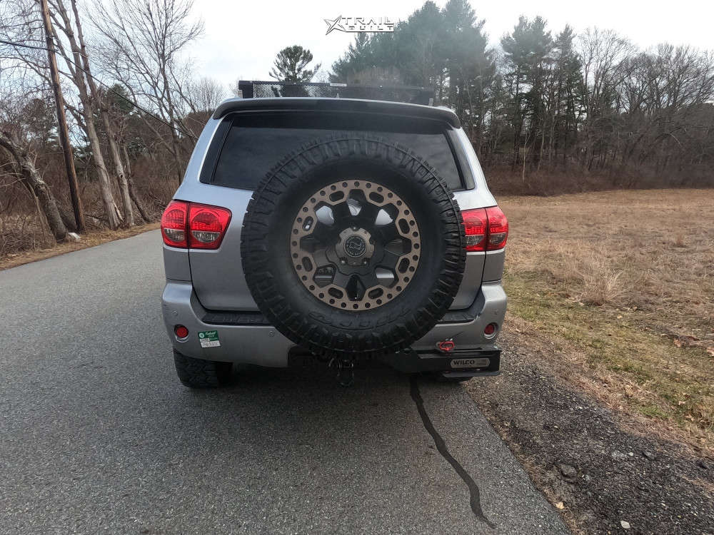 rear view of black rhino spare wheel on 2011 toyota sequoia